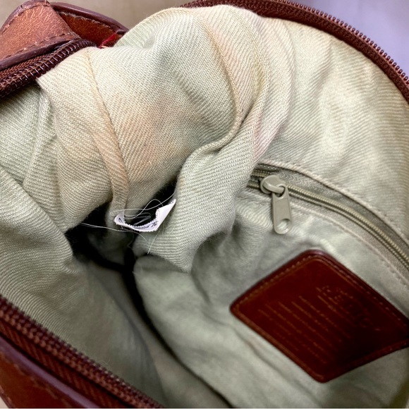 Relic By Fossil Tan Burlap Brown Leather Shoulder Bag Purse Canvas Handbag Tote - Picture 12 of 15